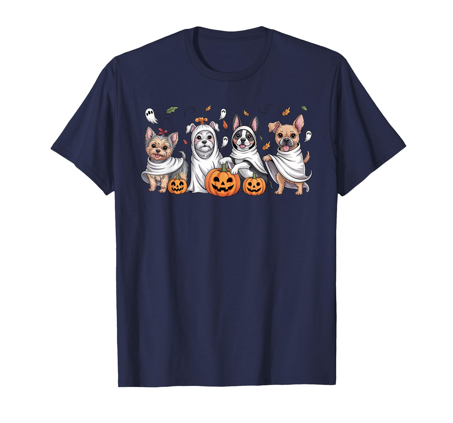 Dogs Ghosts Cute Dogs Dressed As Ghost Funny Halloween Dog T-Shirt