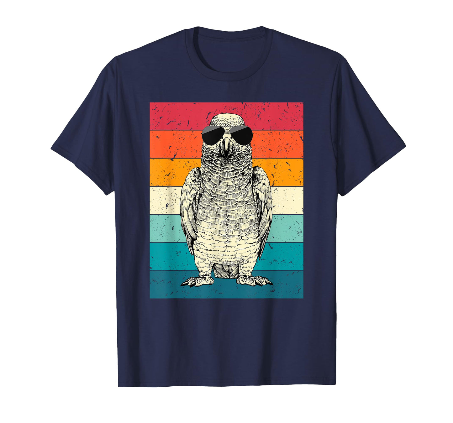 Retro Vintage African Grey Parrot with Sunglasses Bird Lover T-Shirt