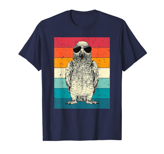 Retro Vintage African Grey Parrot with Sunglasses Bird Lover T-Shirt