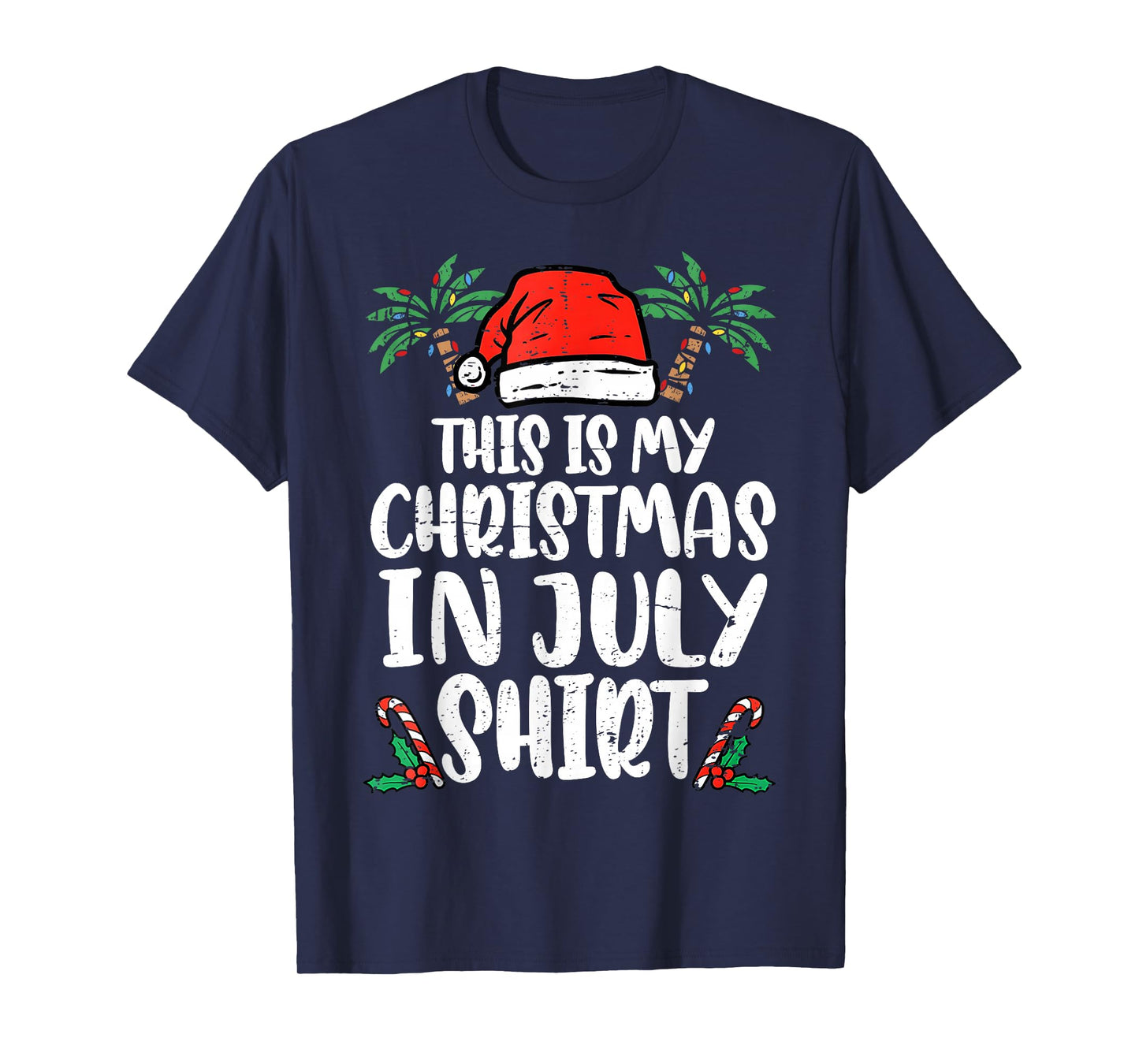 Christmas in July Shirt Santa Hat Summer Beach Vacation Xmas T-Shirt