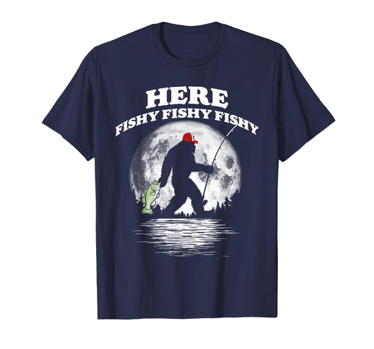 Bigfoot Bass Night Fishing! Fishy Bassquatch Sasquatch T-Shirt