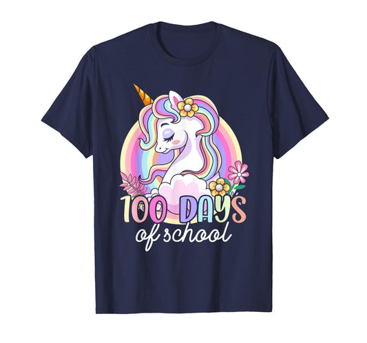 100 Days of School Unicorn Girls Teacher 100th Day of School T-Shirt