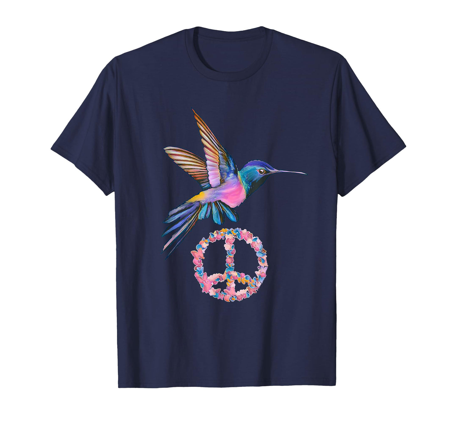 HUMMINGBIRD PEACE BIRD FLOWER POWER Hippie Tee gift women T-Shirt