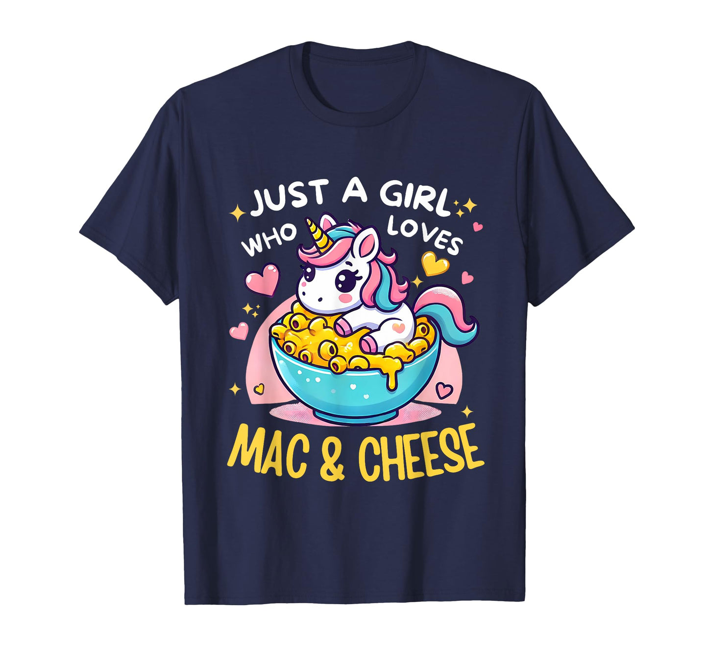 Just a Girl Who Loves Mac and Cheese Cute Unicorn Pasta T-Shirt