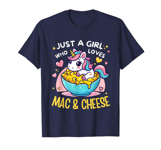 Just a Girl Who Loves Mac and Cheese Cute Unicorn Pasta T-Shirt