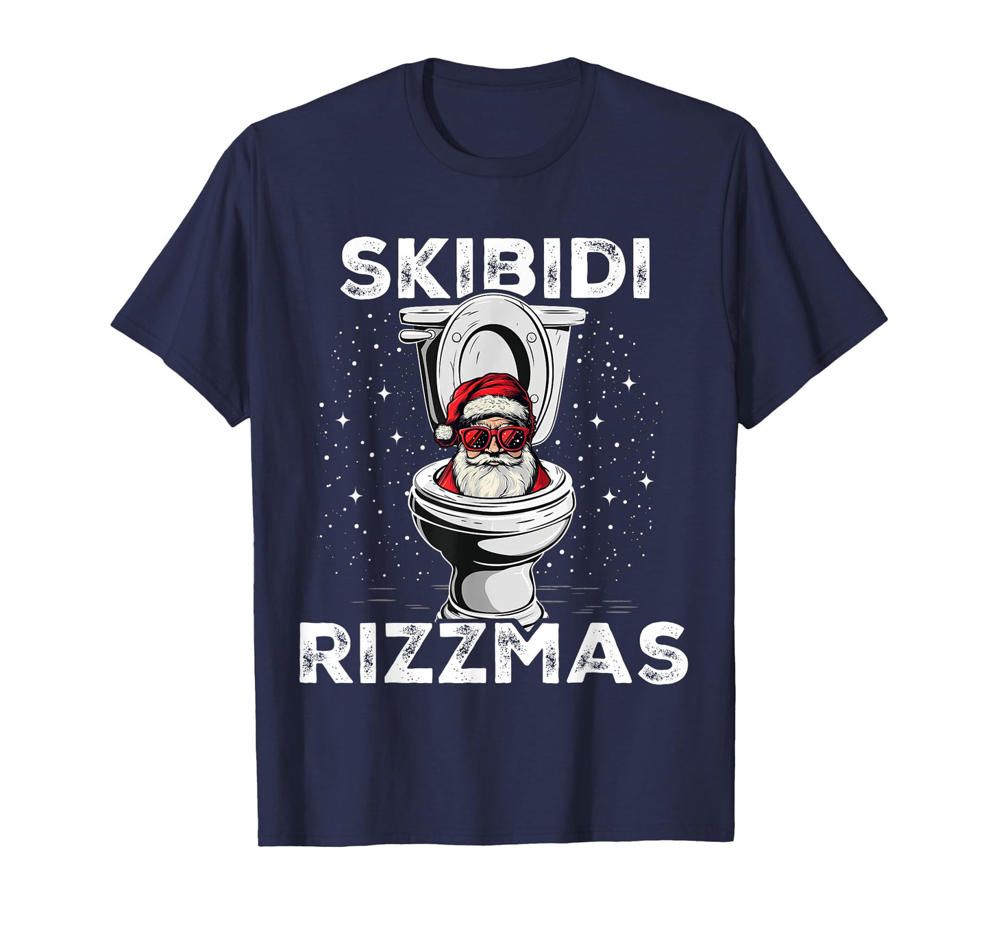 Skibidi Rizzmas Funny Toilet Santa White Elephant Christmas T-Shirt