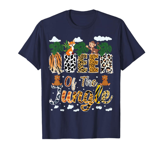 Queen Of The Jungle Birthday Zoo Safari Jungle Animal Family T-Shirt