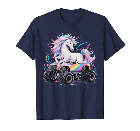 Monster Truck Unicorn Birthday Party Girls Monster Truck T-Shirt
