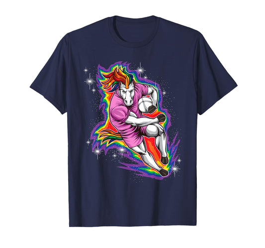 Rugby Unicorn - Rainbow Player - Rugby Team T-Shirt
