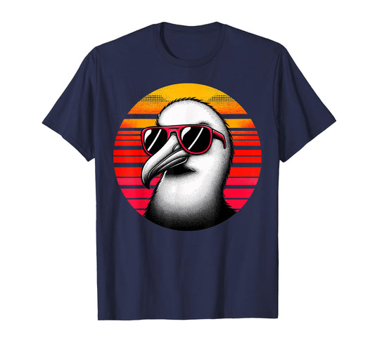Albatross Bird Sunglasses Sunset Retro Style Vintage 70s T-Shirt