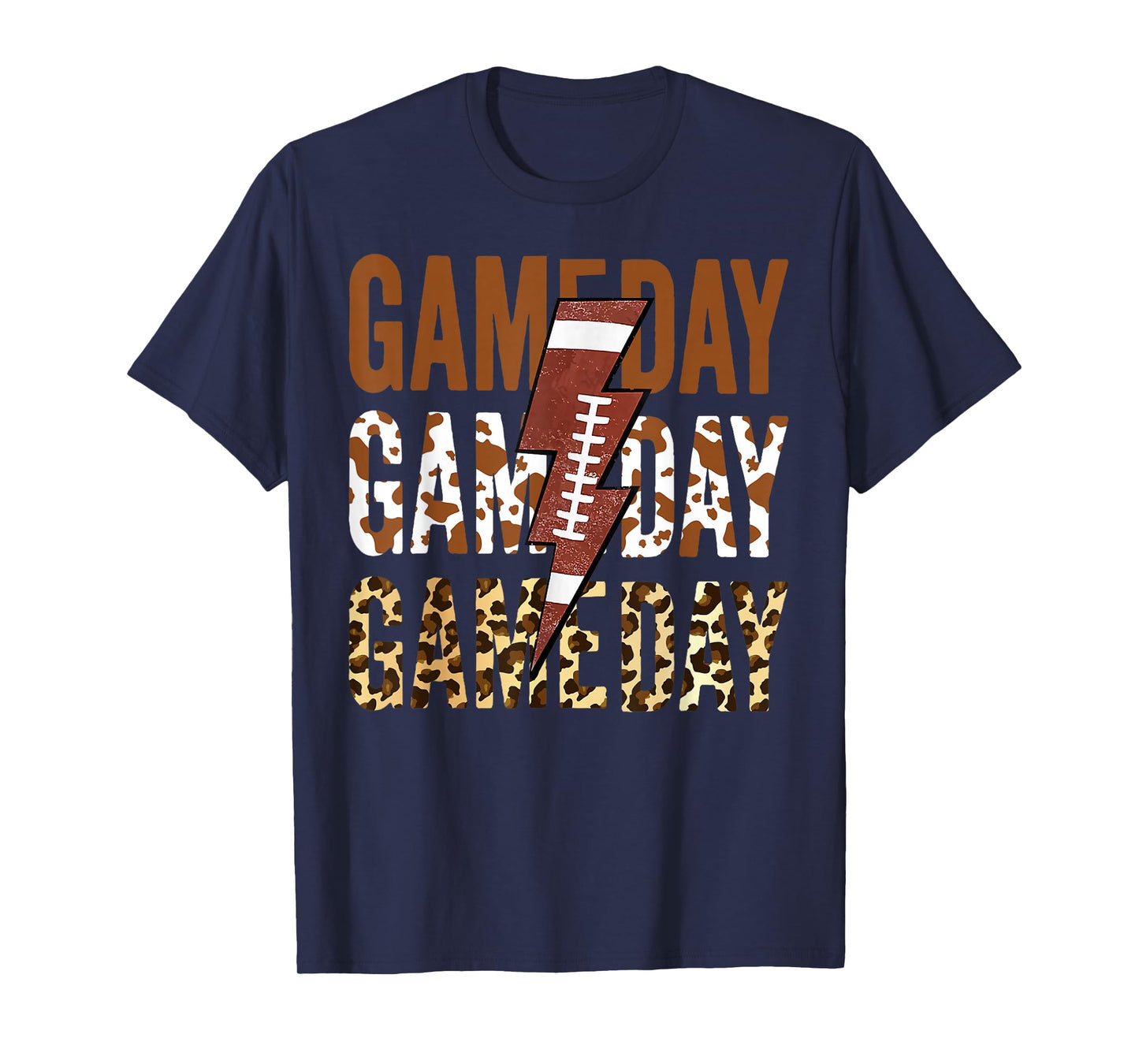 Vintage Game Day Football Leopard Men Women Kids T-Shirt
