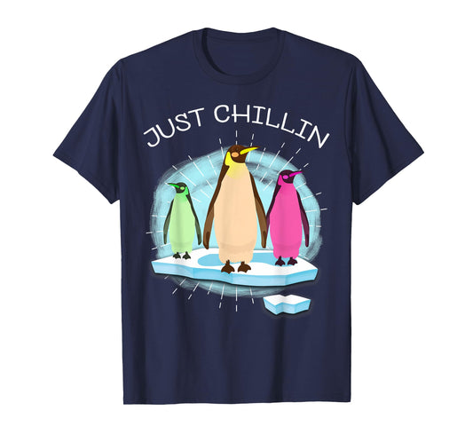 UAB KIDKIS Kids Unisex Black Cartoon Penguin On Ice Funnny T-Shirt