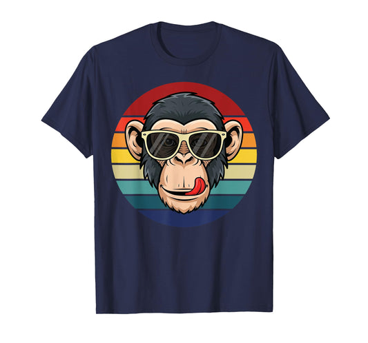 Funny Monkey Cartoon Retro Sunset for Men Women Kids Girls T-Shirt