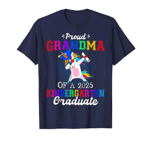 Proud Grandma Of A 2025 Kindergarten Graduate Unicorn Dab T-Shirt