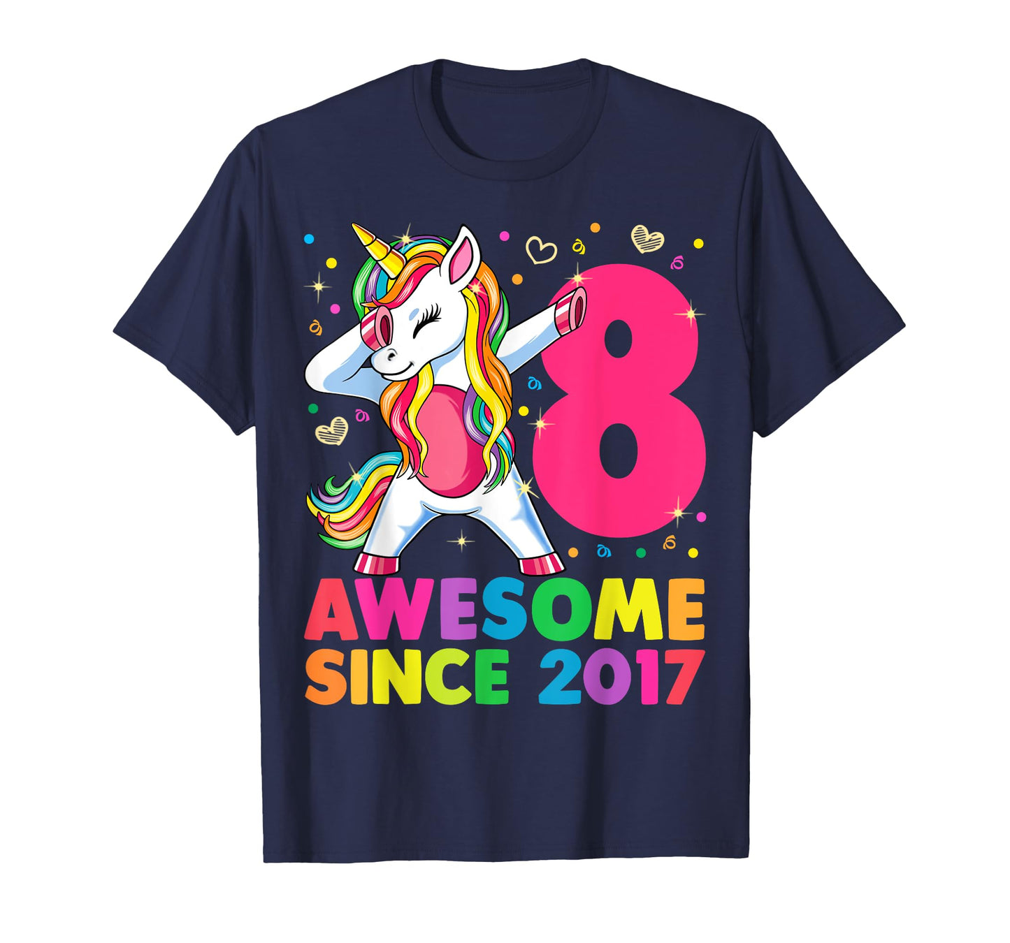 8 Years Old Unicorn Dabbing 8th Birthday Girl Unicorn Party T-Shirt