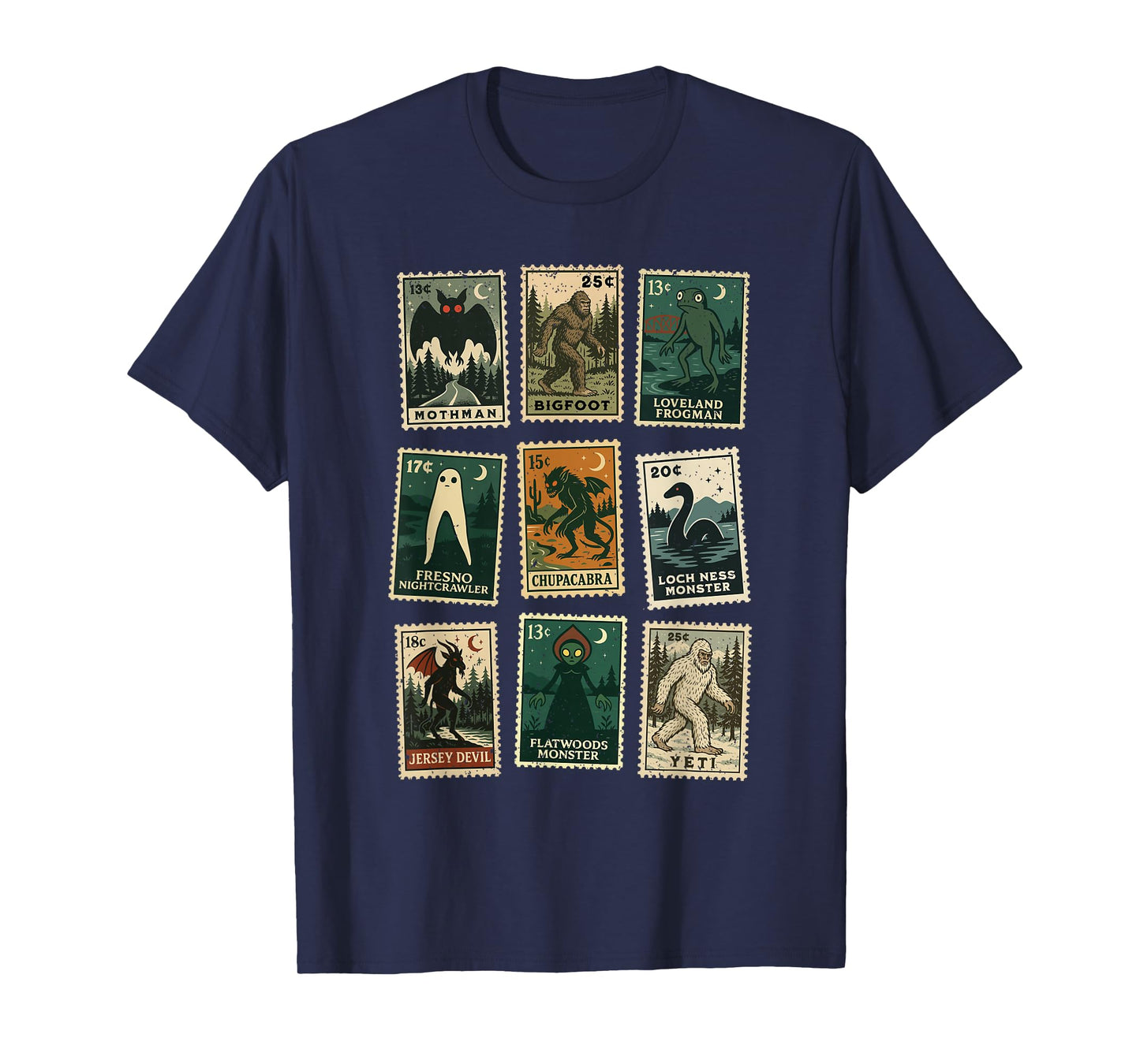 Cryptid Monster Stamps T-Shirt