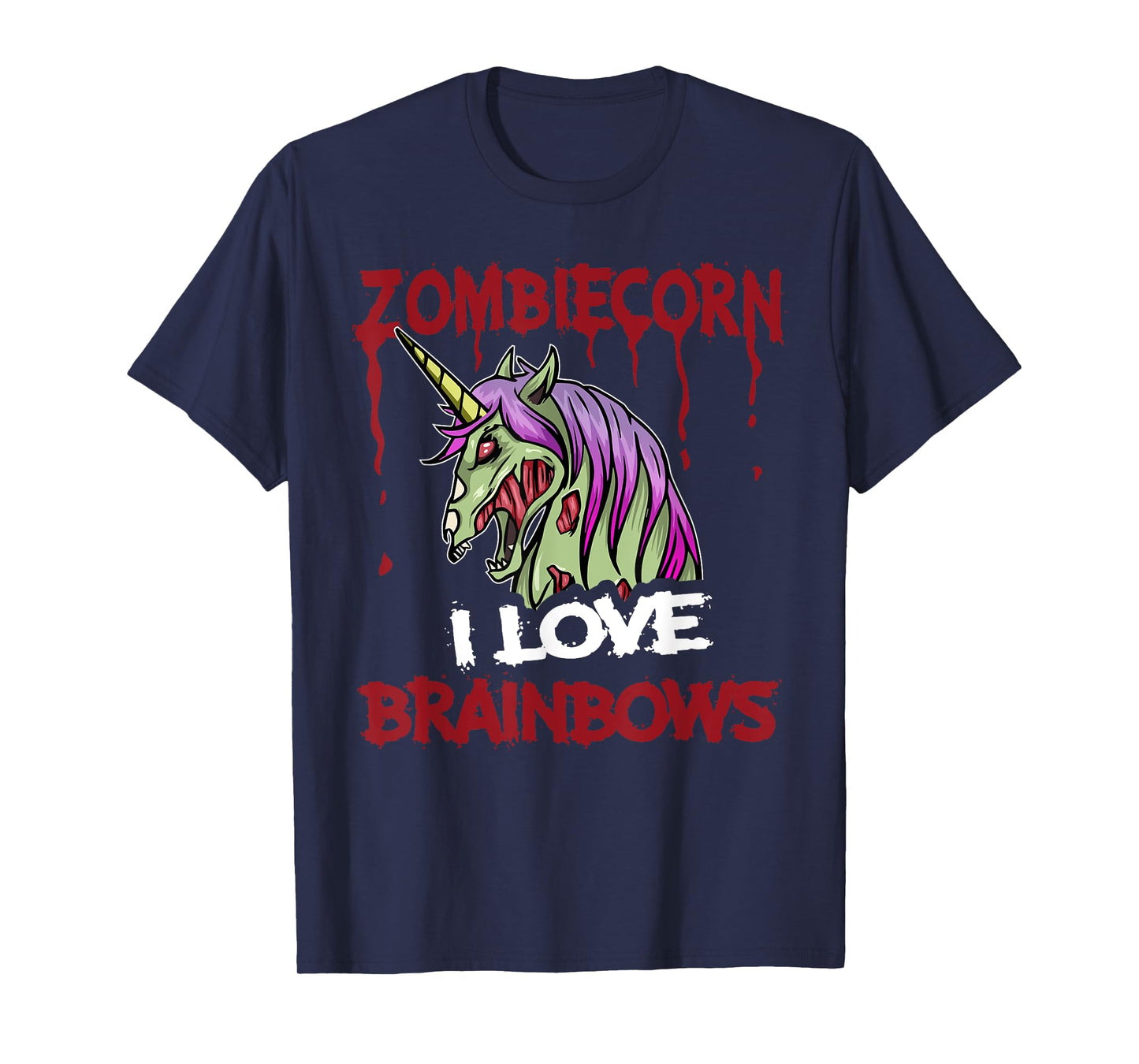 Zombie Unicorn I Love Brainbows Brains Funny Gothic Goth T-Shirt