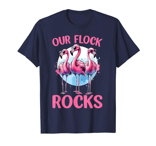 Our Flock Rocks Flamingos Lover Family Vacation Group T-Shirt