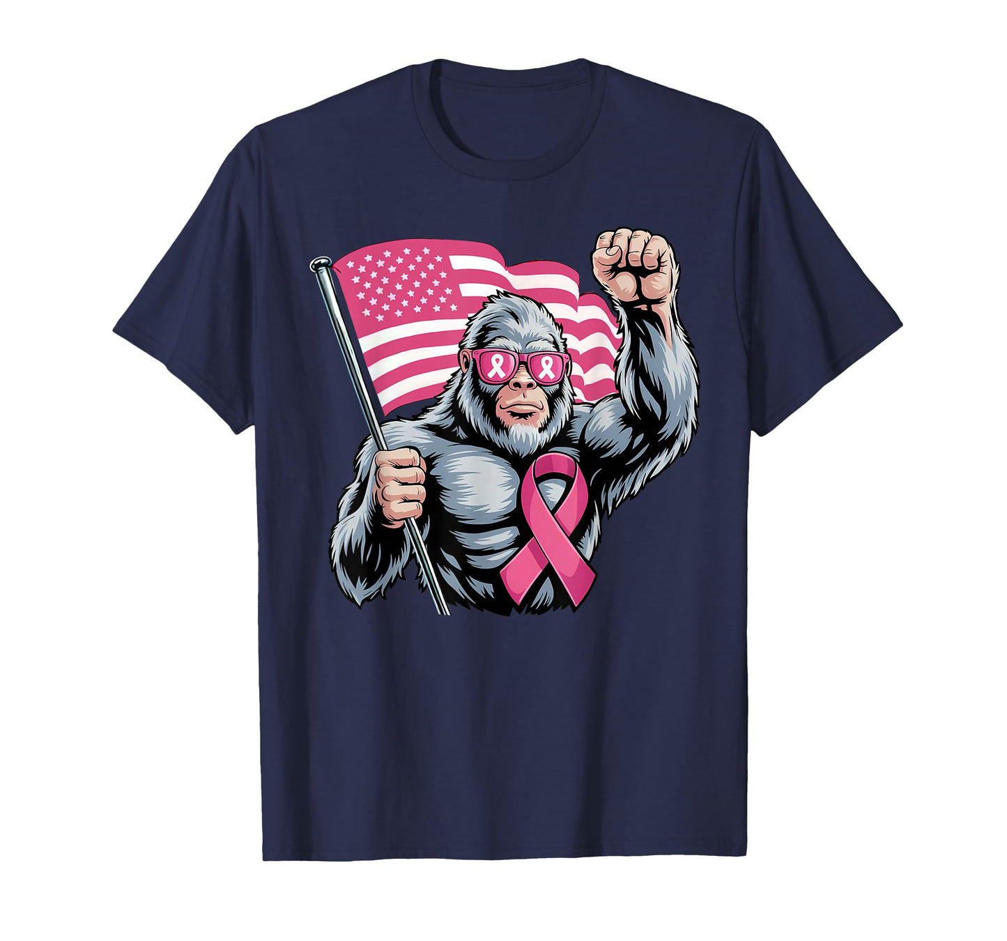 Bigfoot Pink Ribbon Fight Breast Cancer Awareness T-Shirt