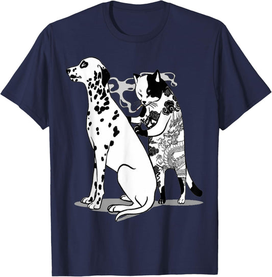 Funny Cat and dog Shirt Tattoo Artist Cat Drawing Tattoos T-Shirt