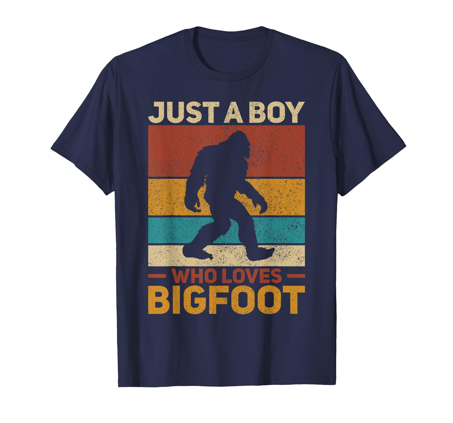 Just A Boy Who Loves Bigfoot Mens Big Foot Kids Sasquatch T-Shirt