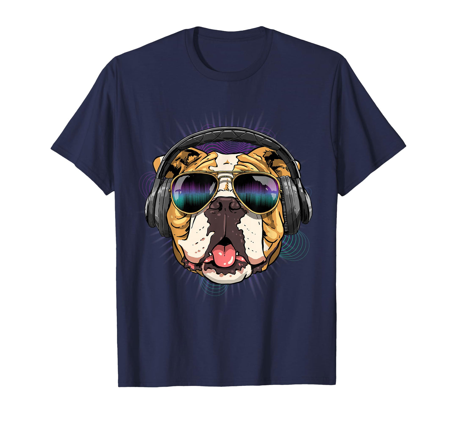 Music American Bulldog DJ with Headphones, Musical Dog Lovers T-Shirt