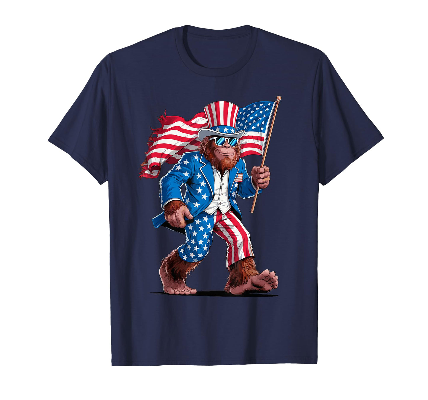 4th Of July Patriotic American Bigfoot Sasquatch USA Flag T-Shirt