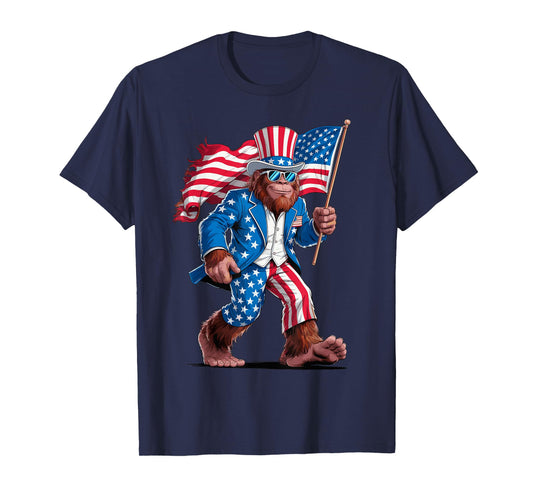 4th Of July Patriotic American Bigfoot Sasquatch USA Flag T-Shirt