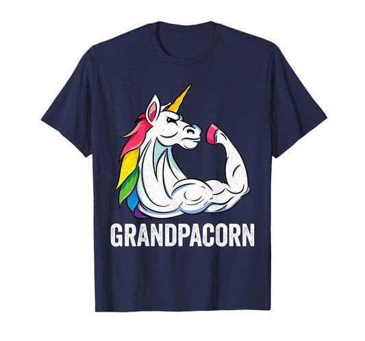 Cute Unicorn Grandpa Girl Birthday Party Apparel GrandpaCorn T-Shirt