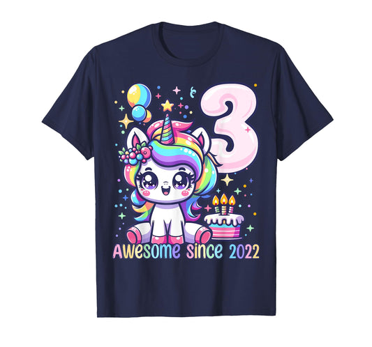 Unicorn 3rd Birthday 3 Year Old Unicorn Party Girls Outfit T-Shirt