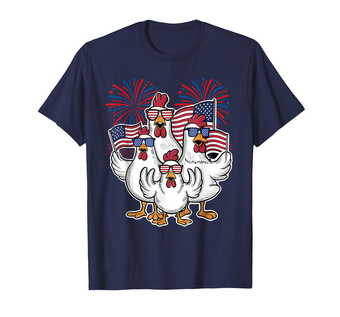 Chicken Fourth of July Patriotic USA Flag 4th July Chicken T-Shirt