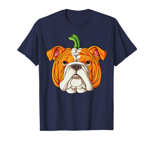 English Bulldog Pumpkin Halloween Thanksgiving Men Women Dog T-Shirt