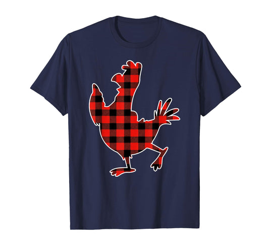Red Buffalo Plaid Pajama Chicken Merry Christmas T-Shirt