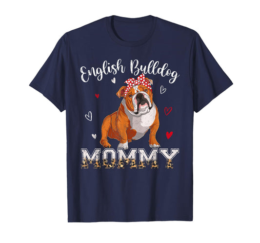 Dog Mommy Headband Heart English Bulldog Lover Mothers Day T-Shirt