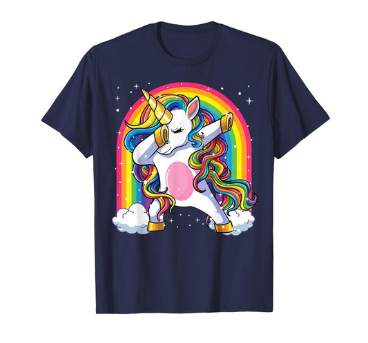 Dabbing Unicorn Shirt Girls Kids Unicorns Women Rainbow T-Shirt