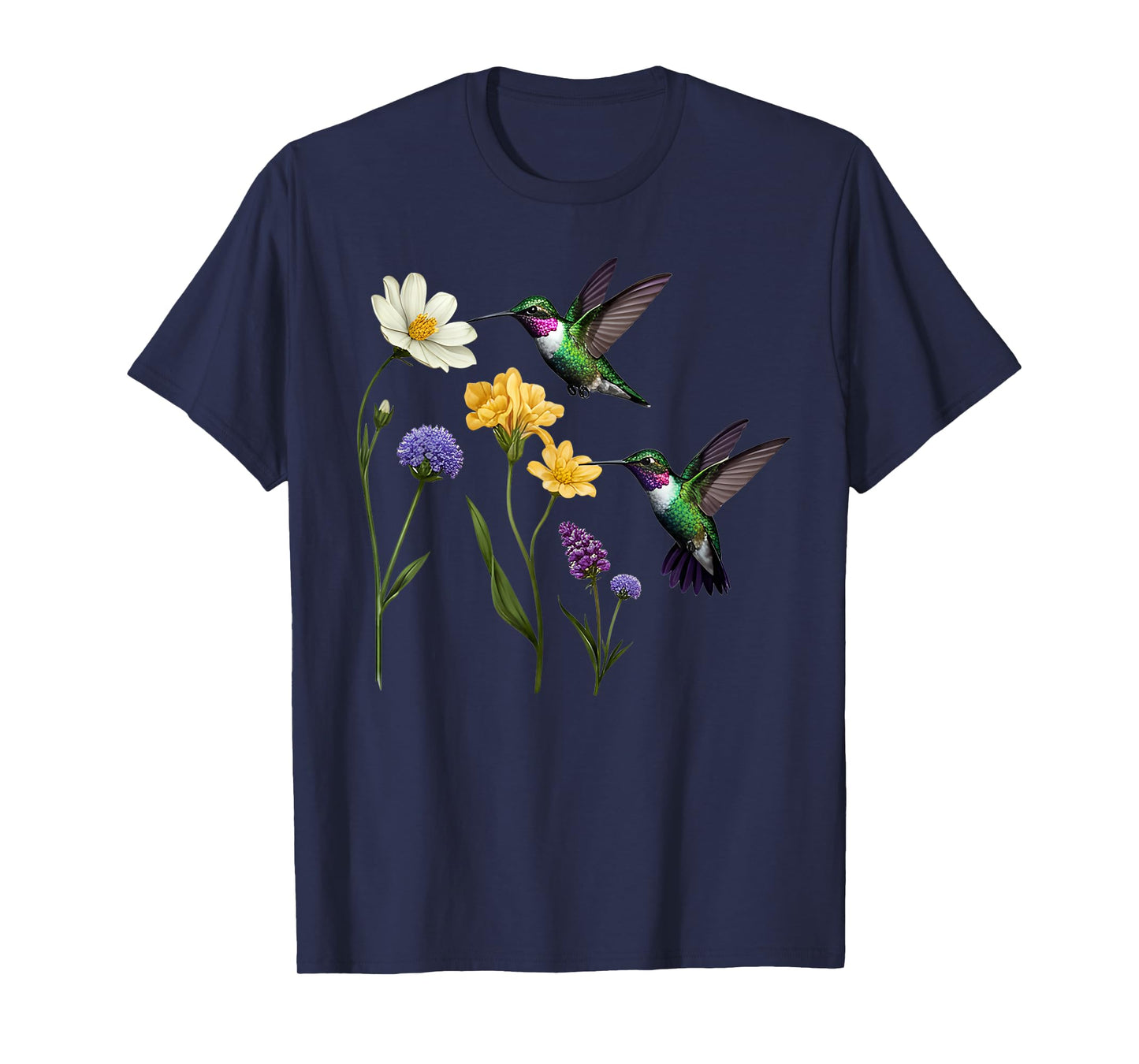 Beautiful Vintage Floral Hummingbird Bird Design T-Shirt