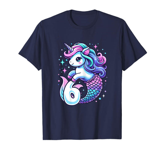 Unicorn Mermaid 6th Birthday 6 Year Old Party Girls Outfit T-Shirt