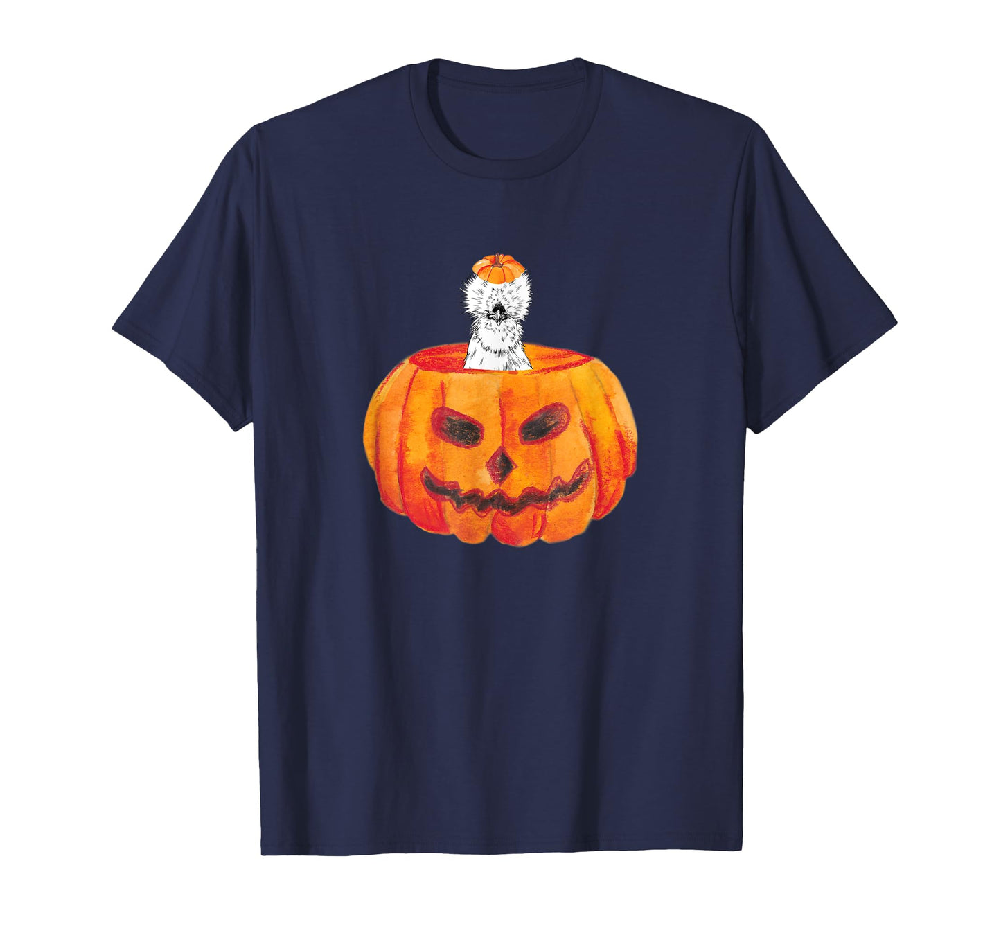 Silkie Chicken Happy Halloween Pumpkin Farm Animal Lover T-Shirt