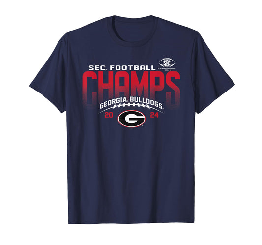 Elite Authentics Georgia Bulldogs Unisex-Adults/Unisex-Kids SEC Champs 2024 Black Cotton/Polyester Blend Short Sleeve Crew Neck T-Shirt