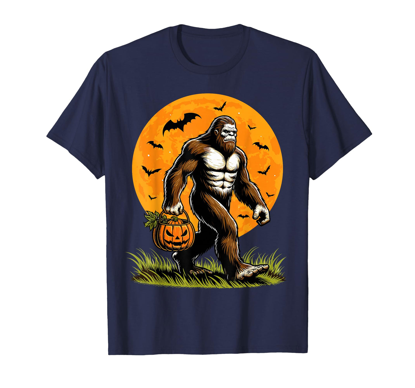 Spooky Bigfoot Halloween Pumpkin Funny Halloween Sasquatch T-Shirt