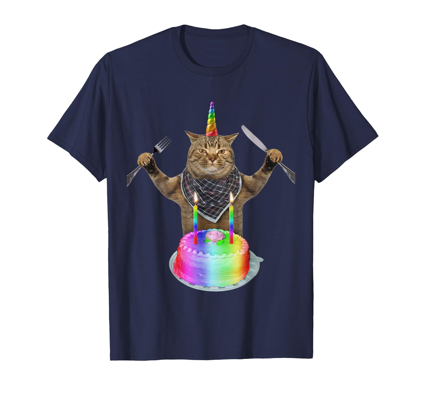 Funny cat unicorn with a birthday cake T-Shirt for Men Women Girls Kids