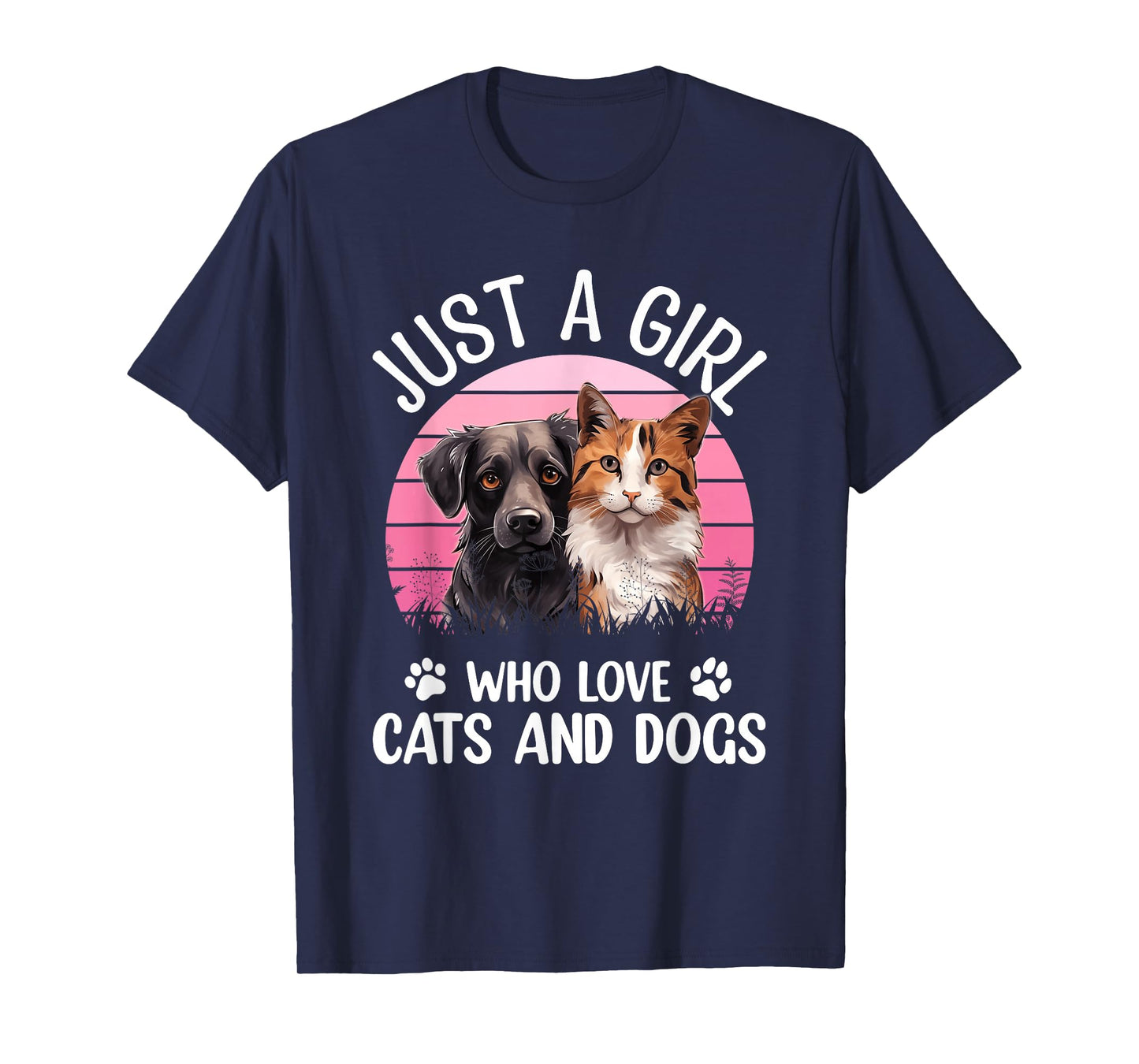 Just A Girl Who Loves Cats and Dogs Funny Puppy Lover T-Shirt
