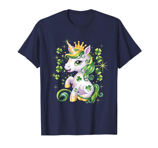 Cute Unicorn Shamrock St Patricks Day Girls Kids Lepricorn T-Shirt