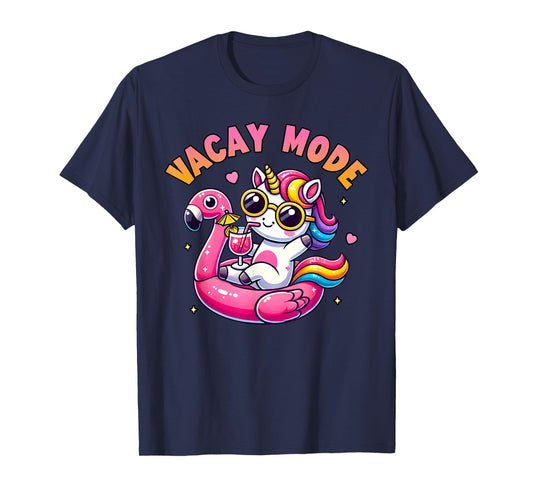 Vacay Mode Cute Unicorn Funny Family Vacation Gift Kids Girl T-Shirt