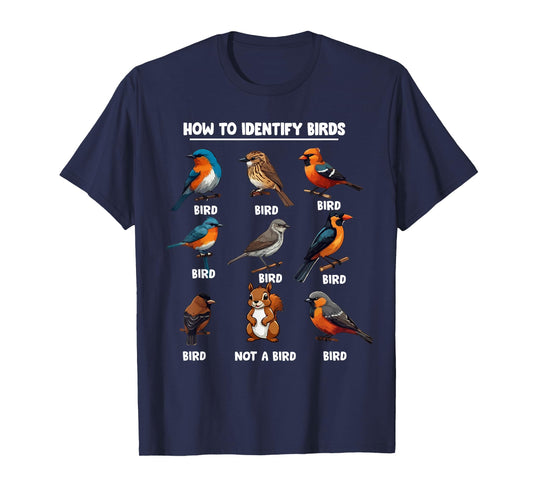 Funny Bird How to Identify Birds - Birds Lovers Watching T-Shirt, Small, Black