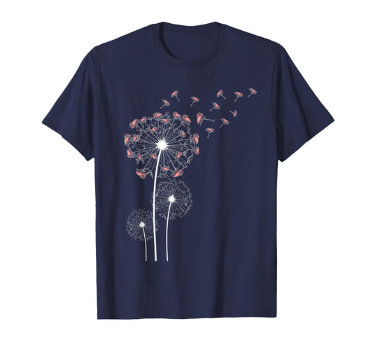 Animal Lover Gift Bird Dandelion Flamingo T-Shirt