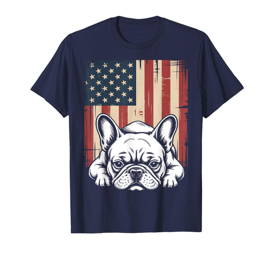Patriotic French Bulldog American Flag Dog T-Shirt for Men Women Girls Kids