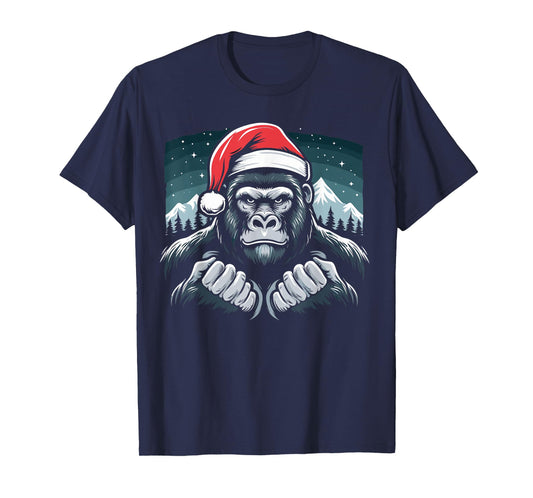 Gorilla Christmas Santa Hat Gorilla For Men Primate Animal T-Shirt