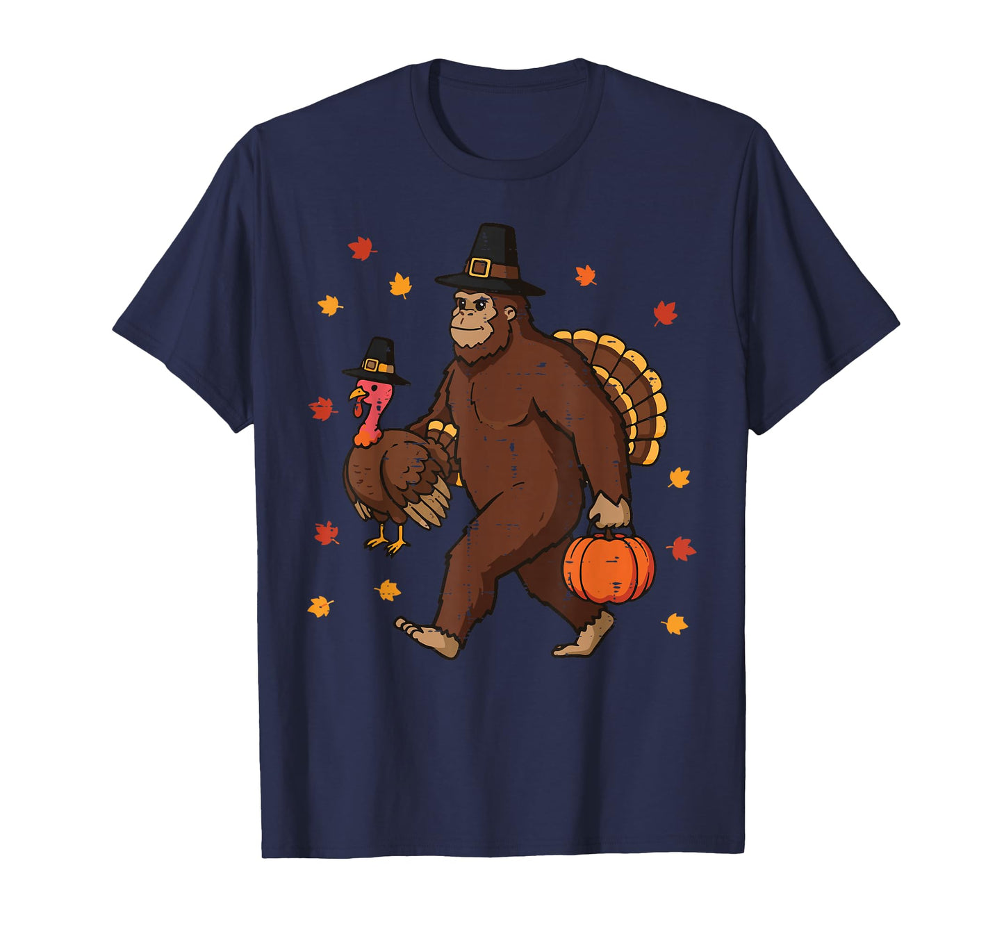 Thanksgiving Bigfoot Sasquatch Turkey Fall Men Women Kids T-Shirt