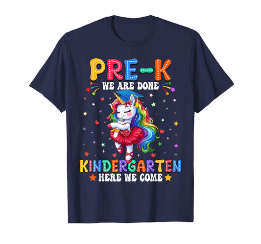 Preschool Graduation 2025 Pre-k Graduate Girls Unicorn Kids T-Shirt